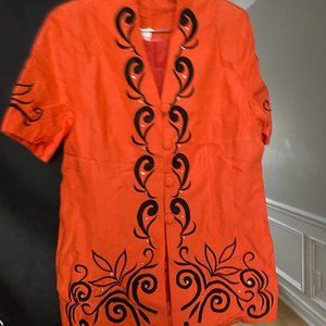 LINEN BEADED,  EMBROIDERY  AND APPLIQUE BLAZER/JACKET.